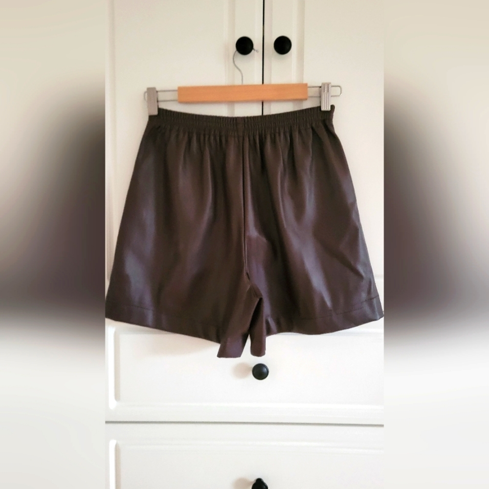 Chic Brown Faux Lesther Shorts
